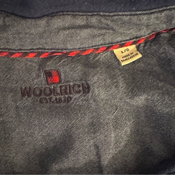 3/$30 Woolrich Men's Ultimate Brushed Navy Cotton Flannel button down shirt Sz L - Picture 6 of 8